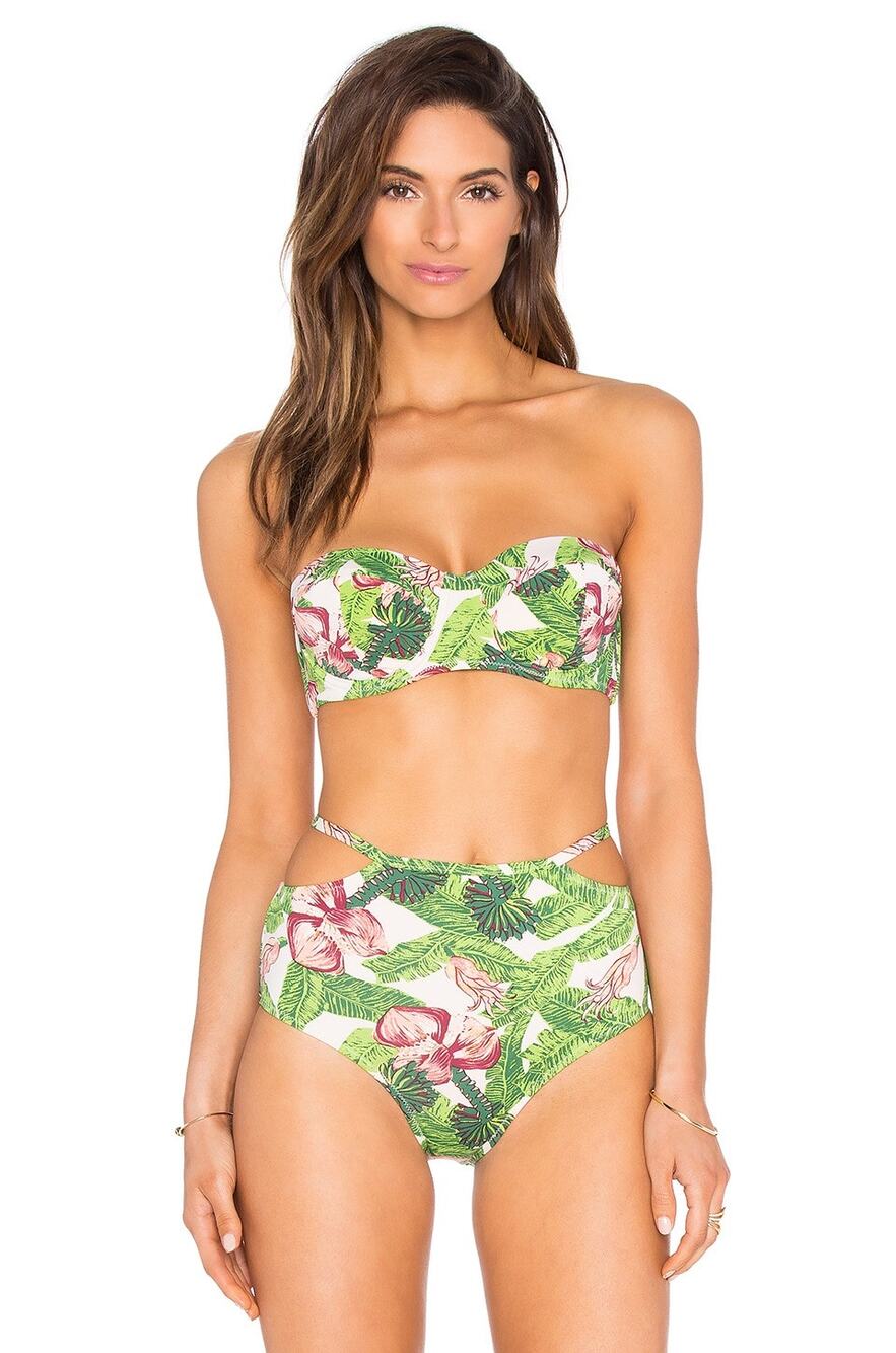 Somedays Lovin Ayana Bandeau Bikini Top Green Multi Revolve Medium New